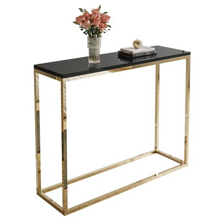 Konsola MODERN ZŁOTY CHROM 100cm, złoty chrom / czarny połysk