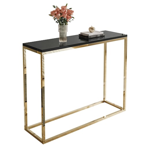 Konsola MODERN ZŁOTY CHROM 100cm, złoty chrom / czarny połysk