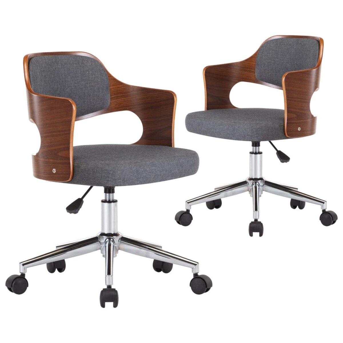 vidaXL Krzesła stołowe, 2 szt., szare, gięte drewno i tkanina