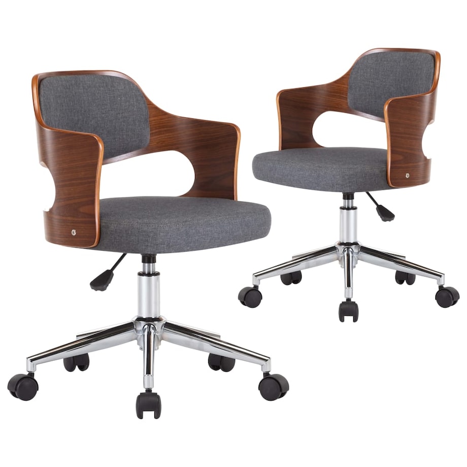 vidaXL Krzesła stołowe, 2 szt., szare, gięte drewno i tkanina