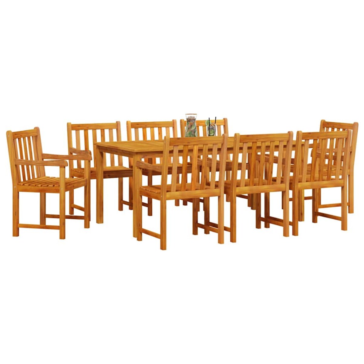 vidaXL Zestaw do jadalni w ogrodzie 9 pcs Brązowy lite drewno akacjowe