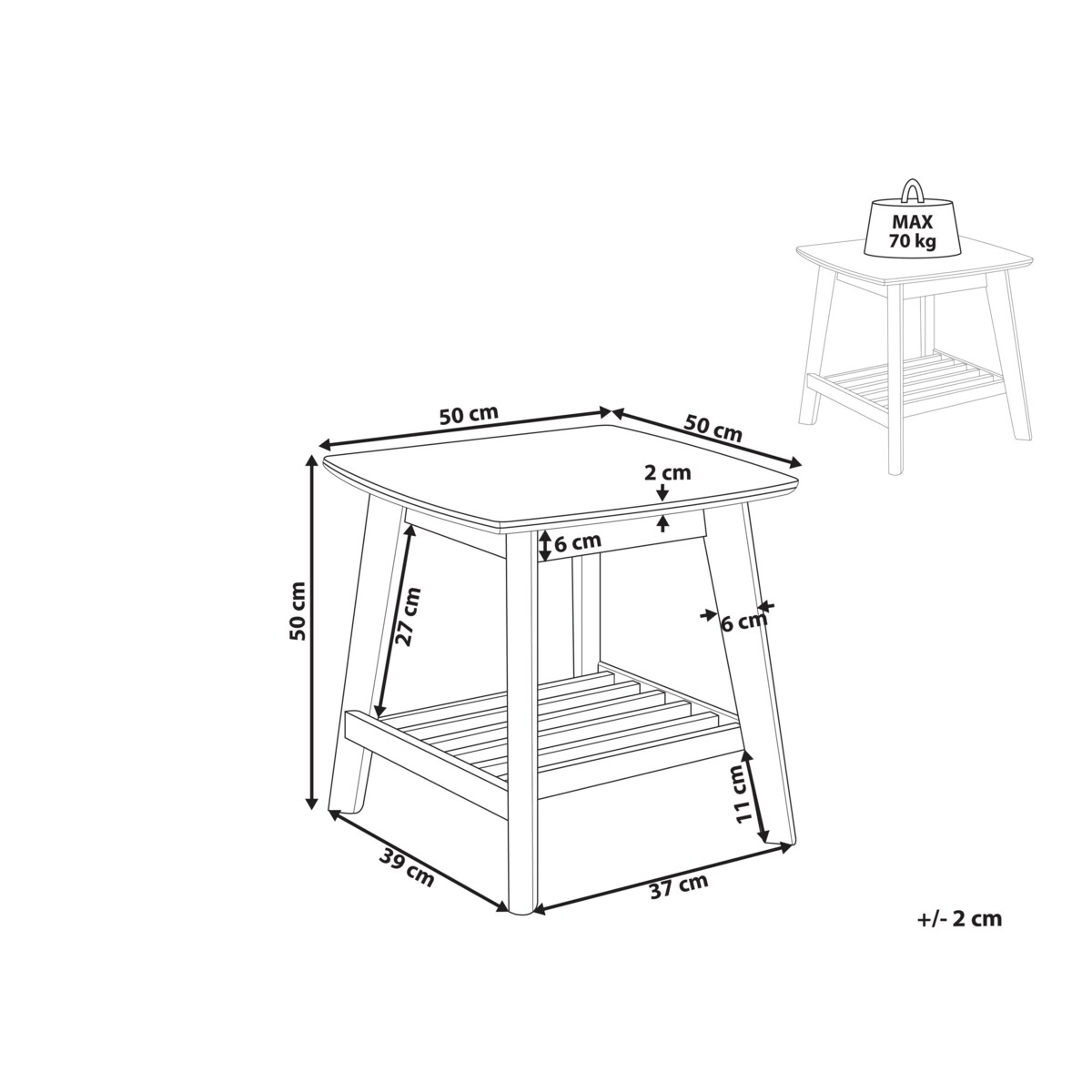 Stolik pomocniczy jasne drewno TULARE