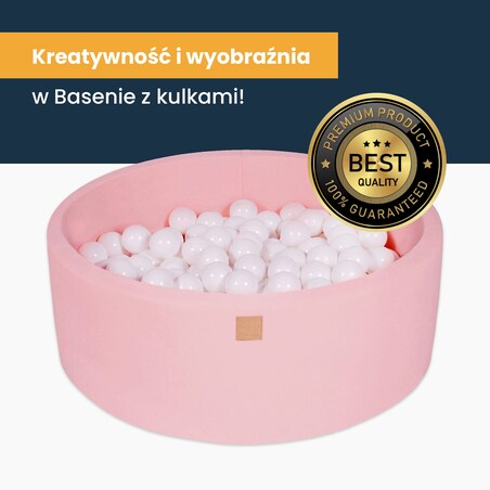 Okrągły Suchy Basen dla Dziecka 90x40cm/bez Piłek, Cotton, Jasnoróżowy