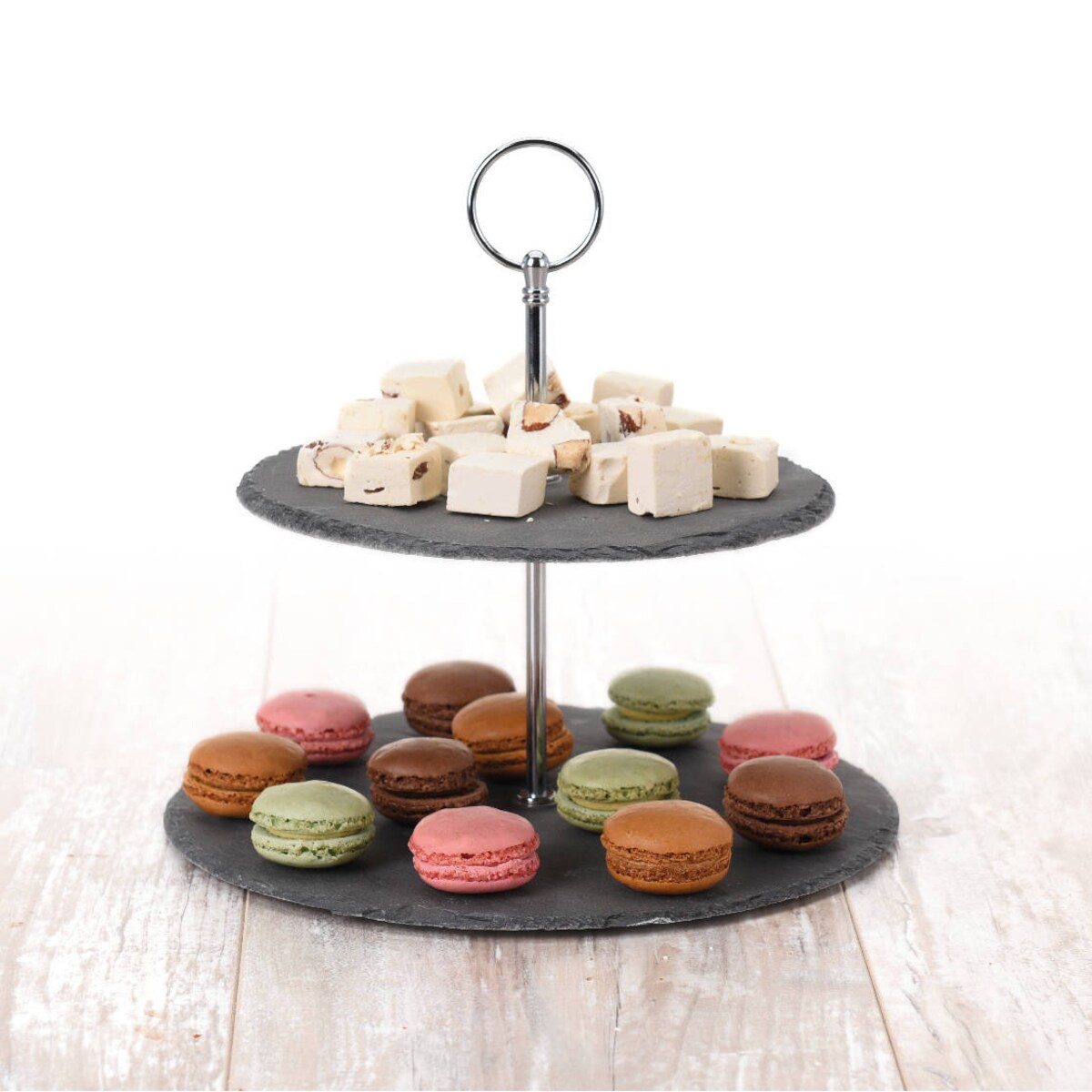 Kamienna patera na ciasta i przekąski, 2 poziomy