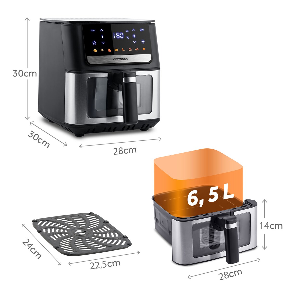 Frytkownica beztłuszczowa Berdsen Air Fryer 6,5l 1700W frytownica