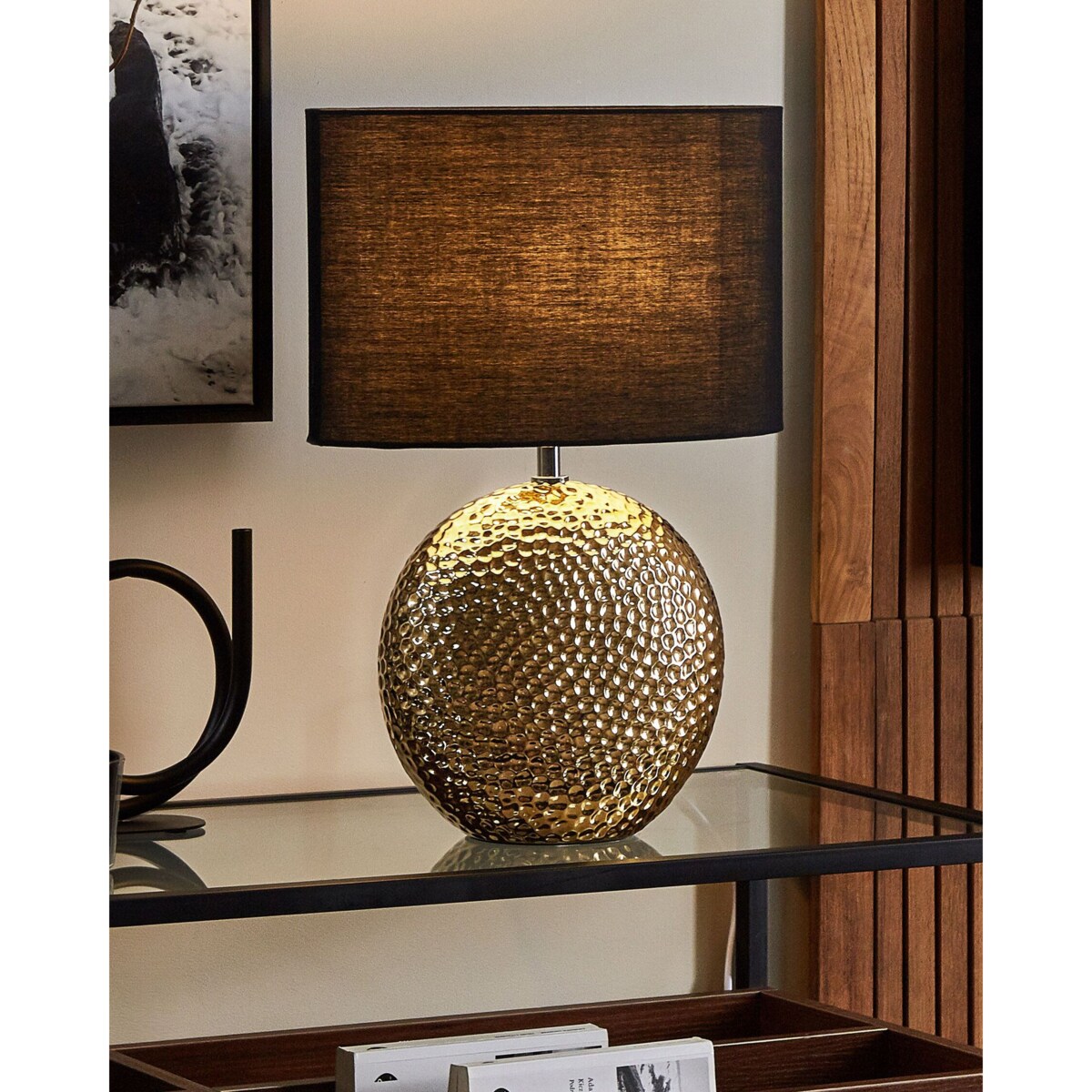 Lampka nocna ceramiczna złota NASVA