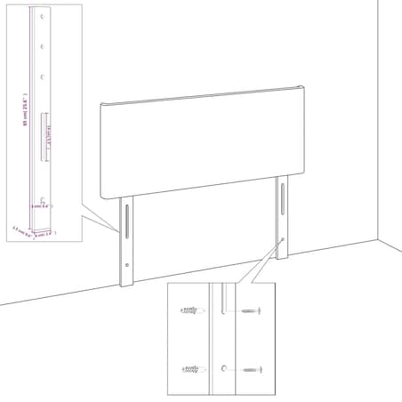 vidaXL Zagłówek uszak, ciemnoszary, 103x16x78/88 cm, tkanina