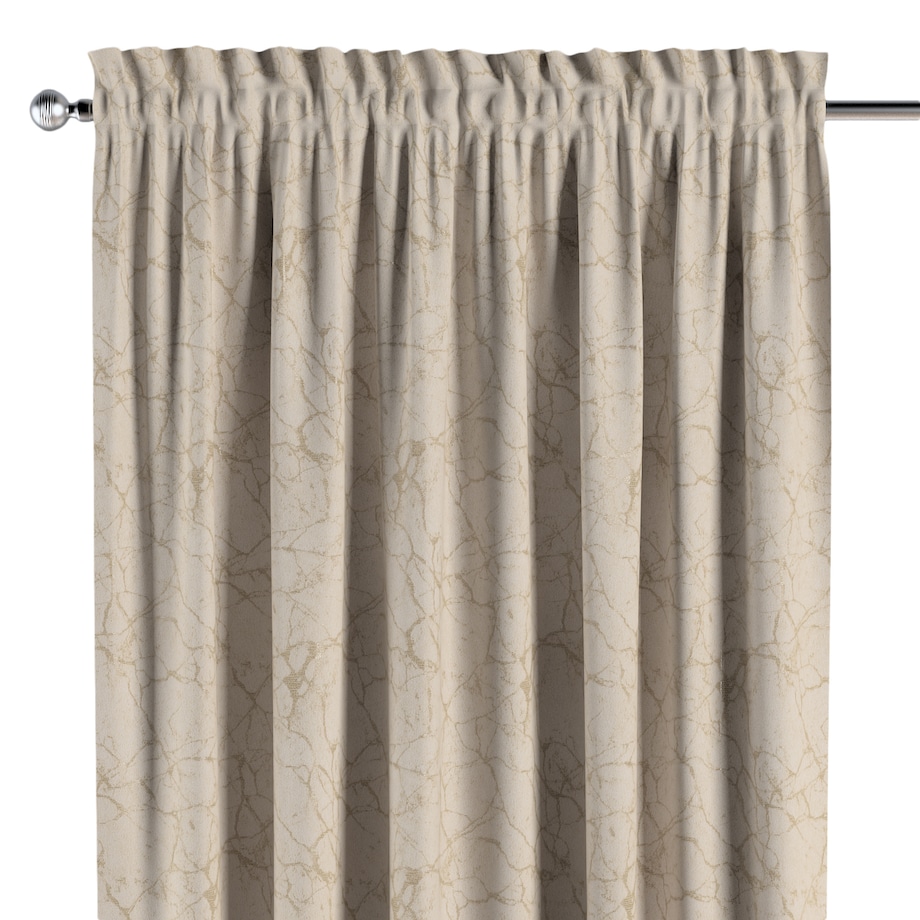 Zasłona na kanale z grzywką 1 szt. 130x245 marmurkowy złoty wzór na tle ecru