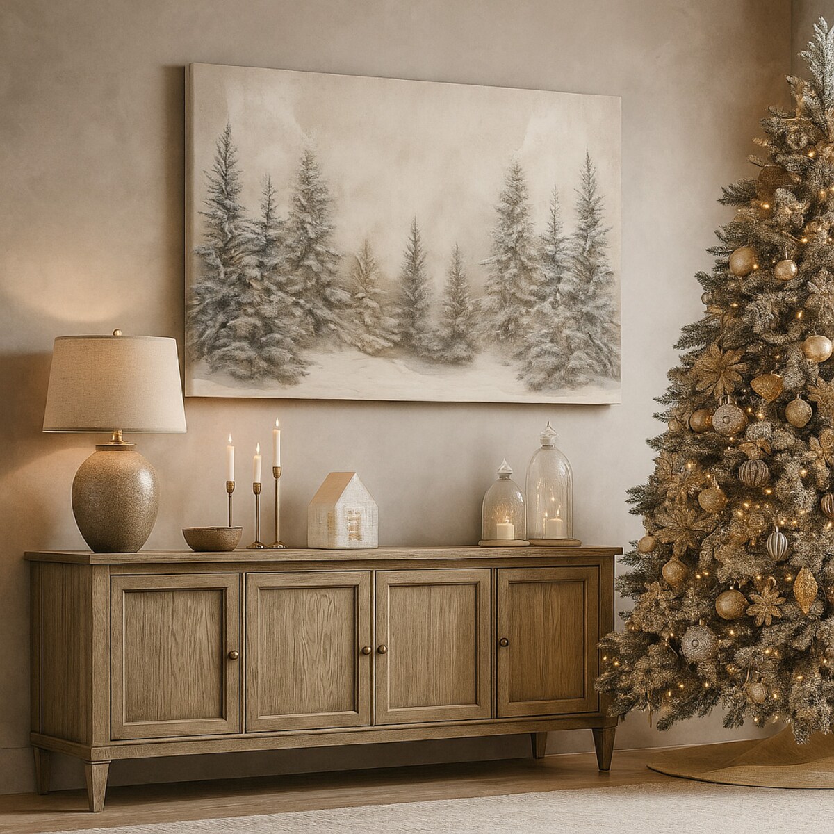 Obraz Canvas Zimowy krajobraz z ośnieżonymi świerkami 70cm x 120cm