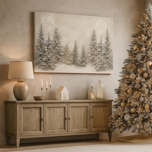 Obraz Canvas Zimowy krajobraz z ośnieżonymi świerkami 70cm x 120cm