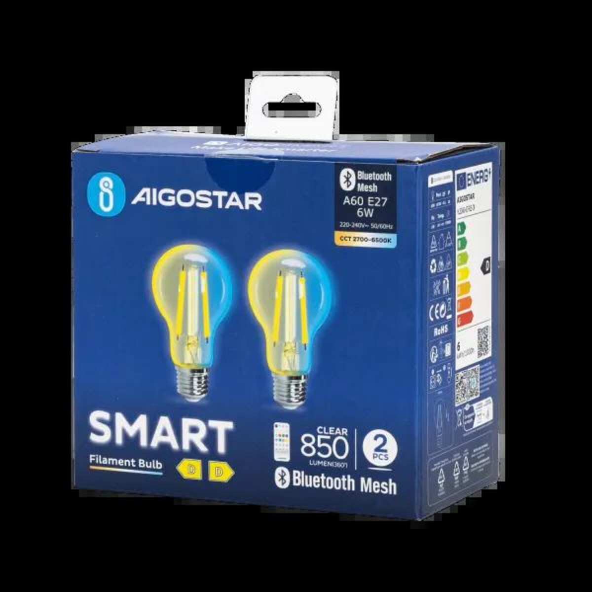 inteligentna żarówka bluetooth mesh a60 e27 6w cct 2 szt. ,z pilotem
