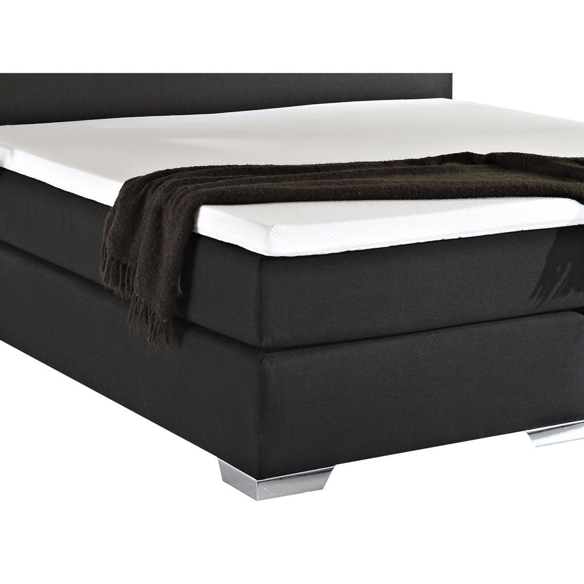 Łóżko kontynentalne tapicerowane 180 x 200 cm czarne PRESIDENT