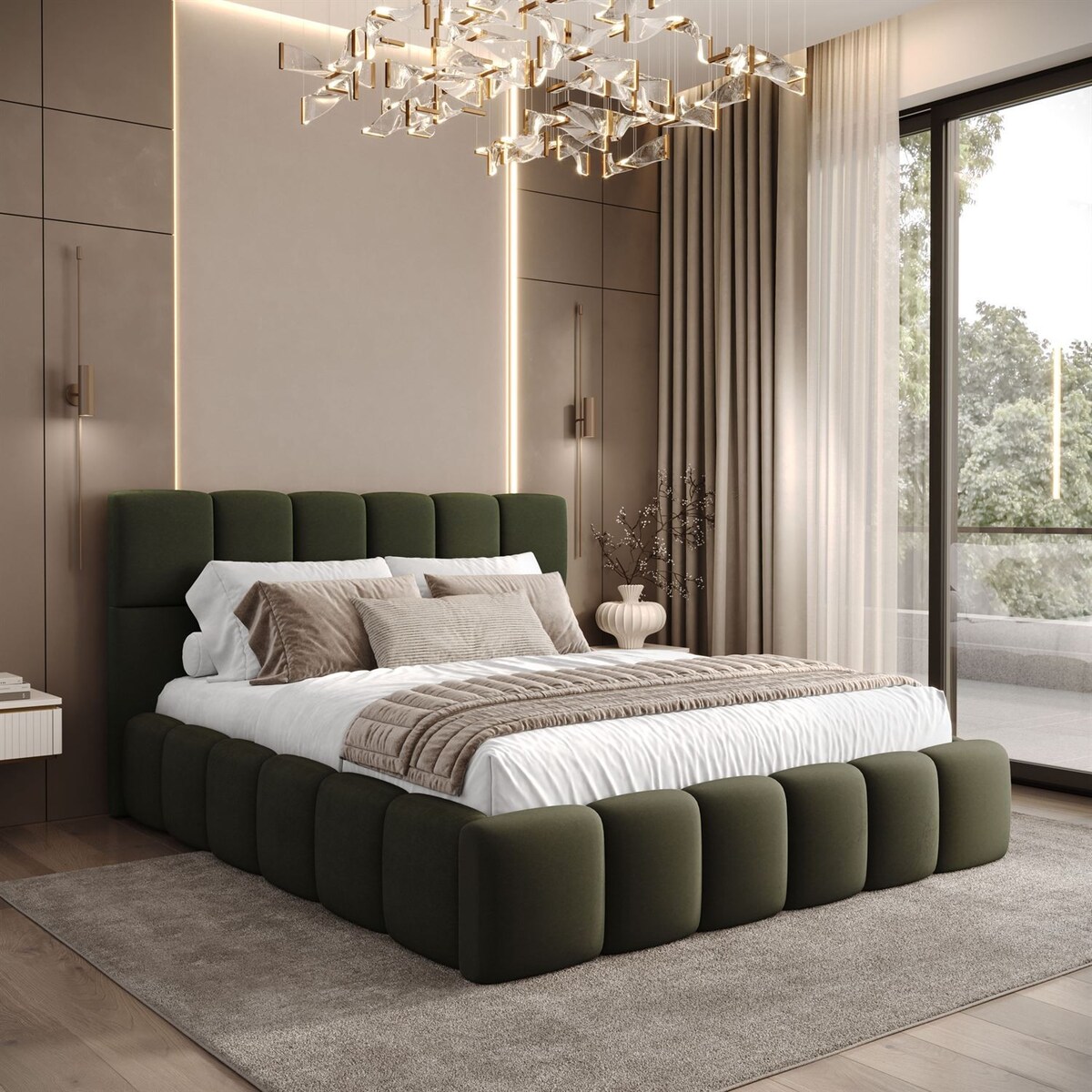 Łóżko tapicerowane VENEZIA, pojemnik na pościel, stelaż 34, 140x200, Castel 39