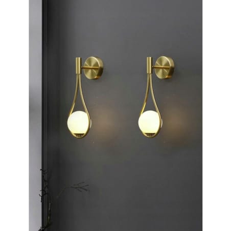 Lampa Ścienna Kinkiet Szklany Kula Mleczna Gold