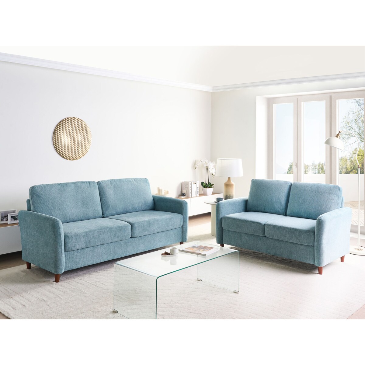 Sofa 3-osobowa z pojemnikiem niebieska MARE