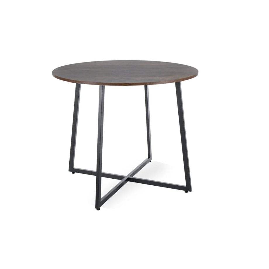 Stół okrągły LUNA 90x90 brąz rustykalny/czarny