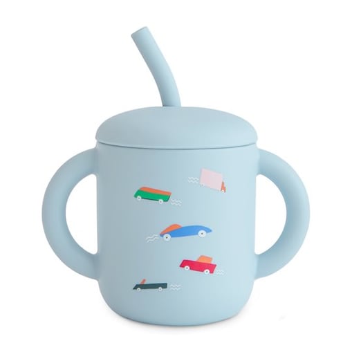 Mushie Kubek ze słomką 175 ml Retro Cars