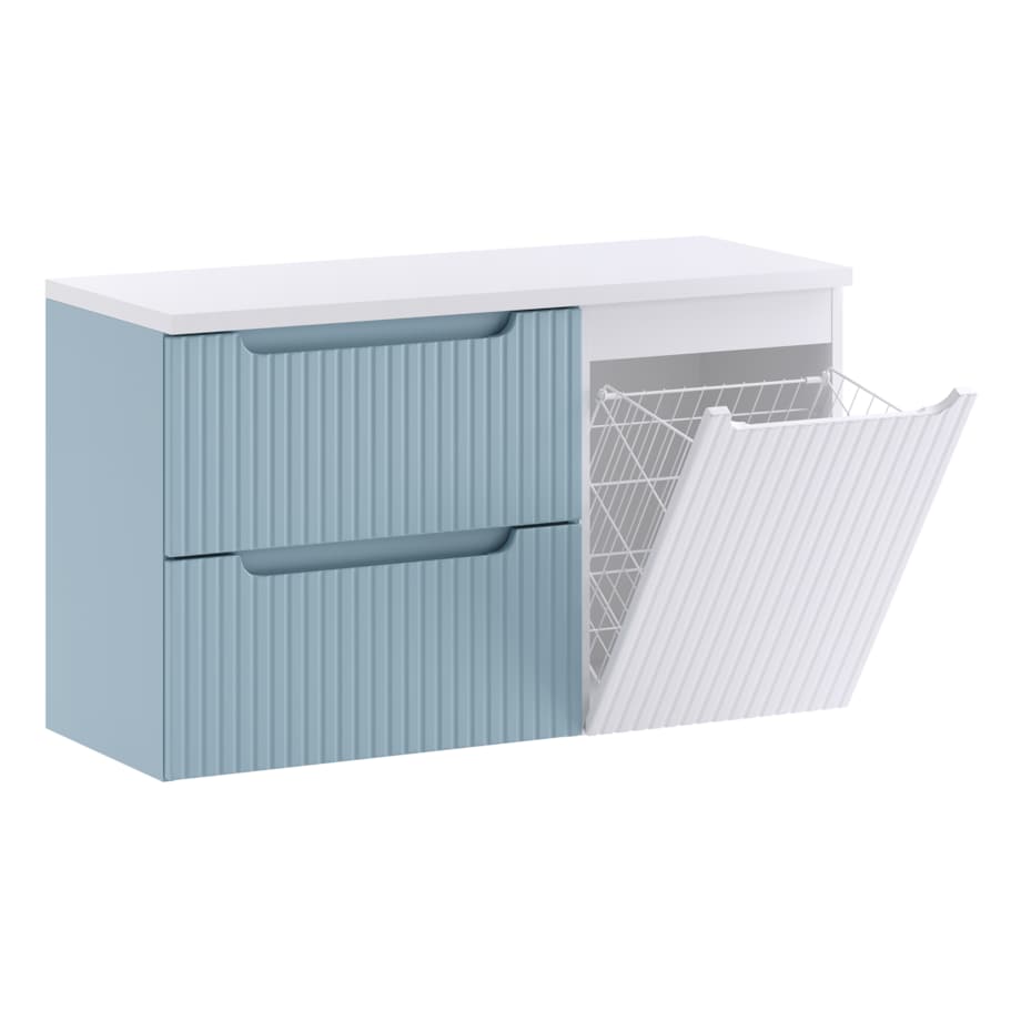 Zestaw meblowy 100cm z blatem i szafką z koszem na pranie SET-NOD B WHITE 100CM S LB