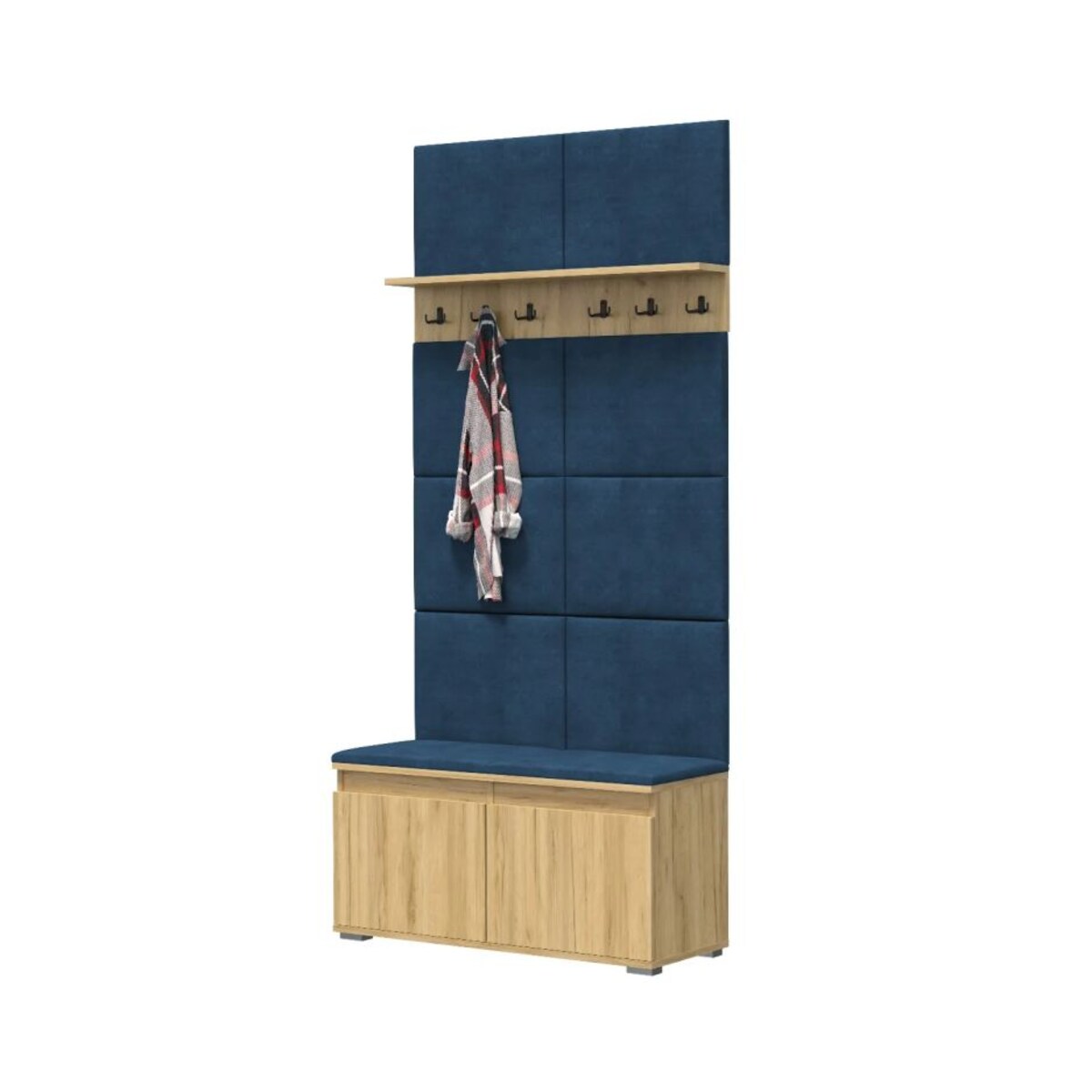 Szafka na buty z siedziskiem i wieszakiem SINGAPUR 100 dąb craft/granatowy
