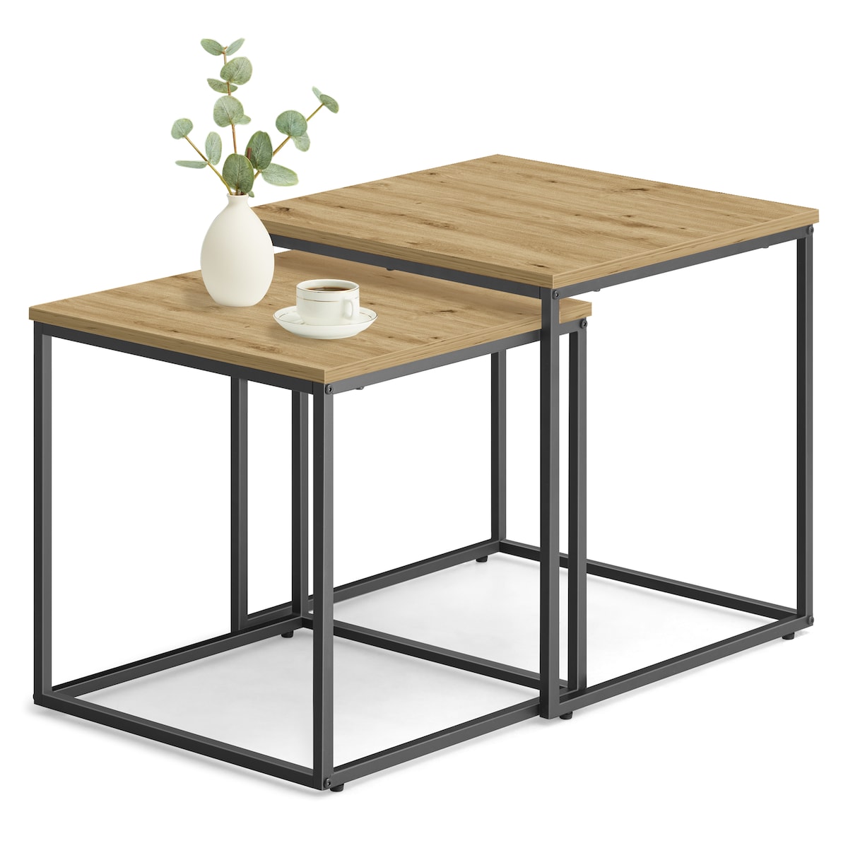 Stolik Kawowy Okrągły elegancki idealny do salonu 2 Sztuki - Artisan / Nogi Czarne