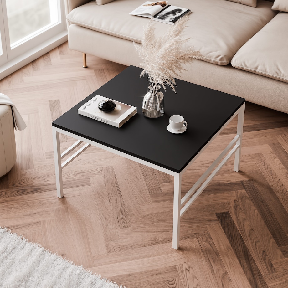 Stolik kawowy CZARNY blat, BIAŁT stelaż 60cm FORMA