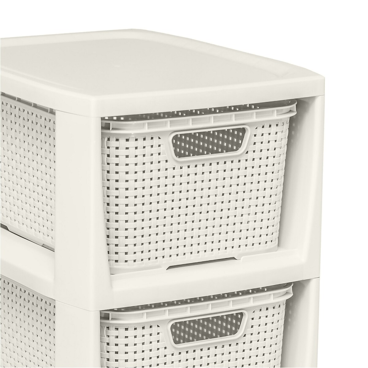 Regał Stojak Łazienkowy Rattanowy Szafka Z Koszami 5 X 7L Biały