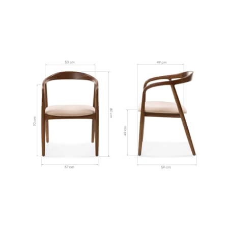 Krzesło drewniane LUSIA 80x57x59 cm orzech - beż zaokrąglone