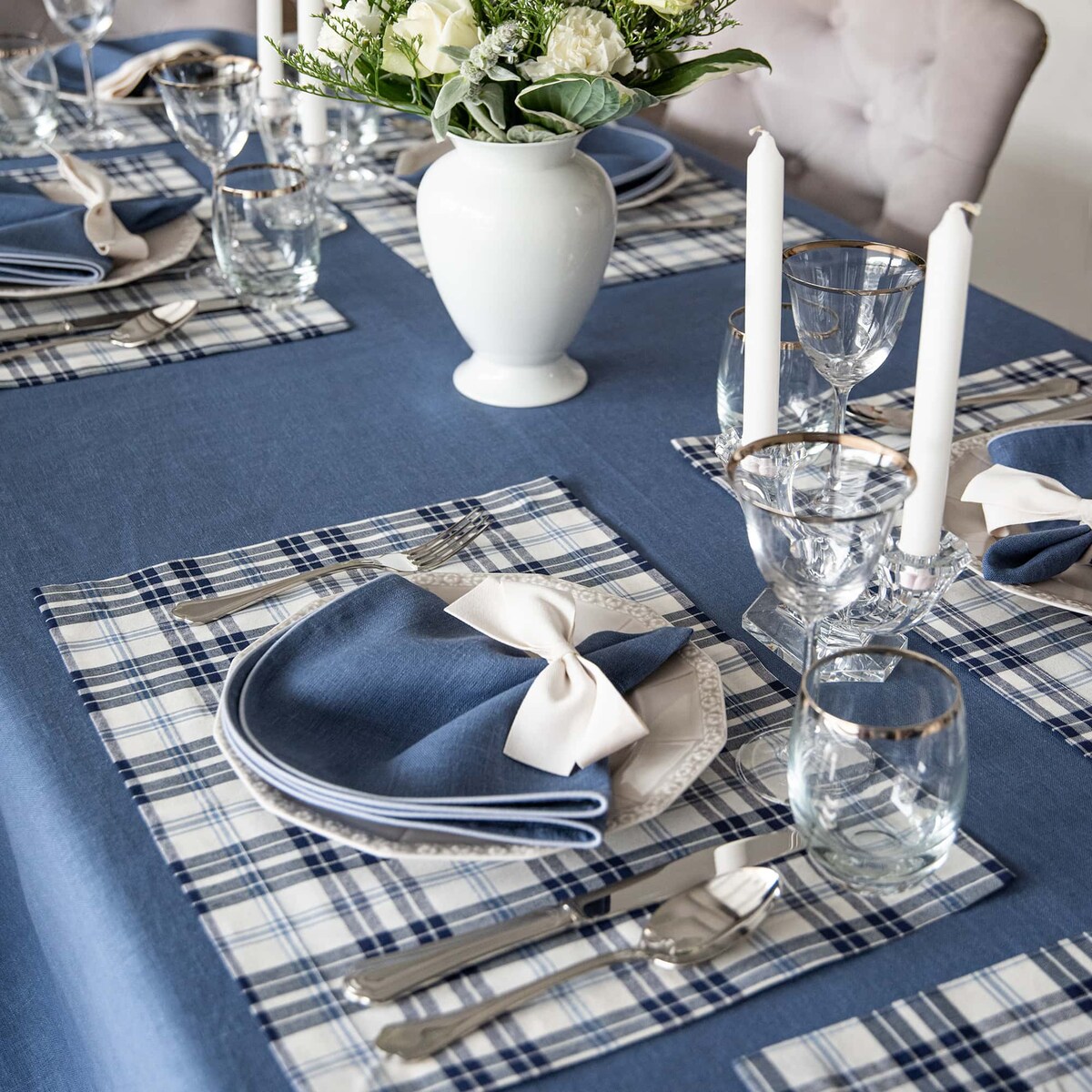 Serwetki lniane Royal Blue - 6 sztuk