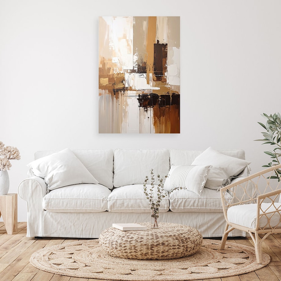 Obraz do salonu sypialni kuchni biura, Beżowo brązowa abstrakcja 70x100cm