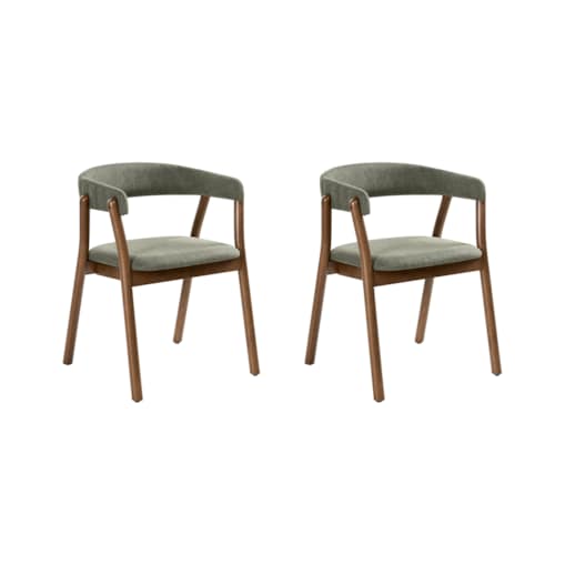 Zestaw 2 krzeseł do jadalni MYLO Ciemny brąz/ zielony