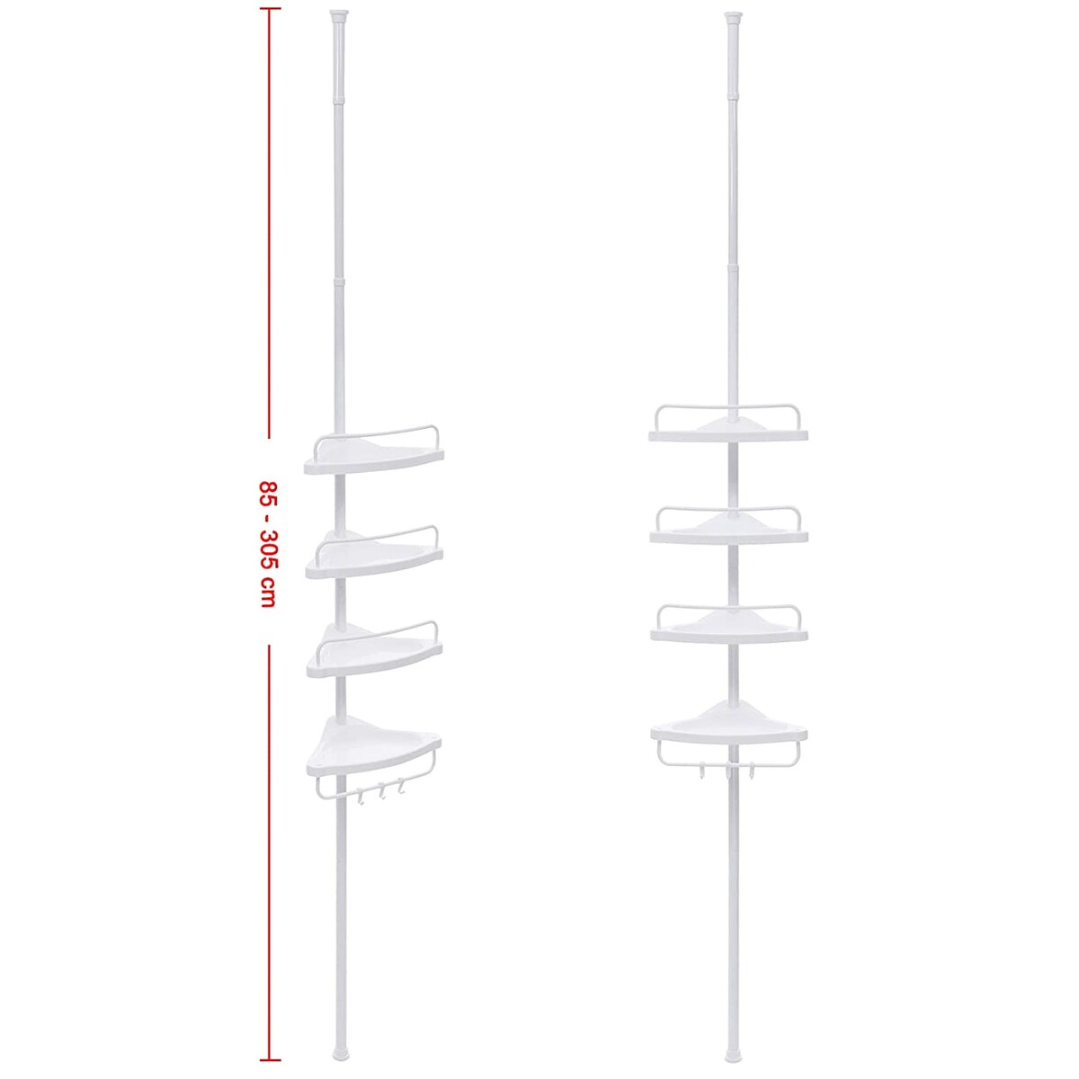 Półka Łazienkowa Teleskopowa Regulacja Wysokości Biała