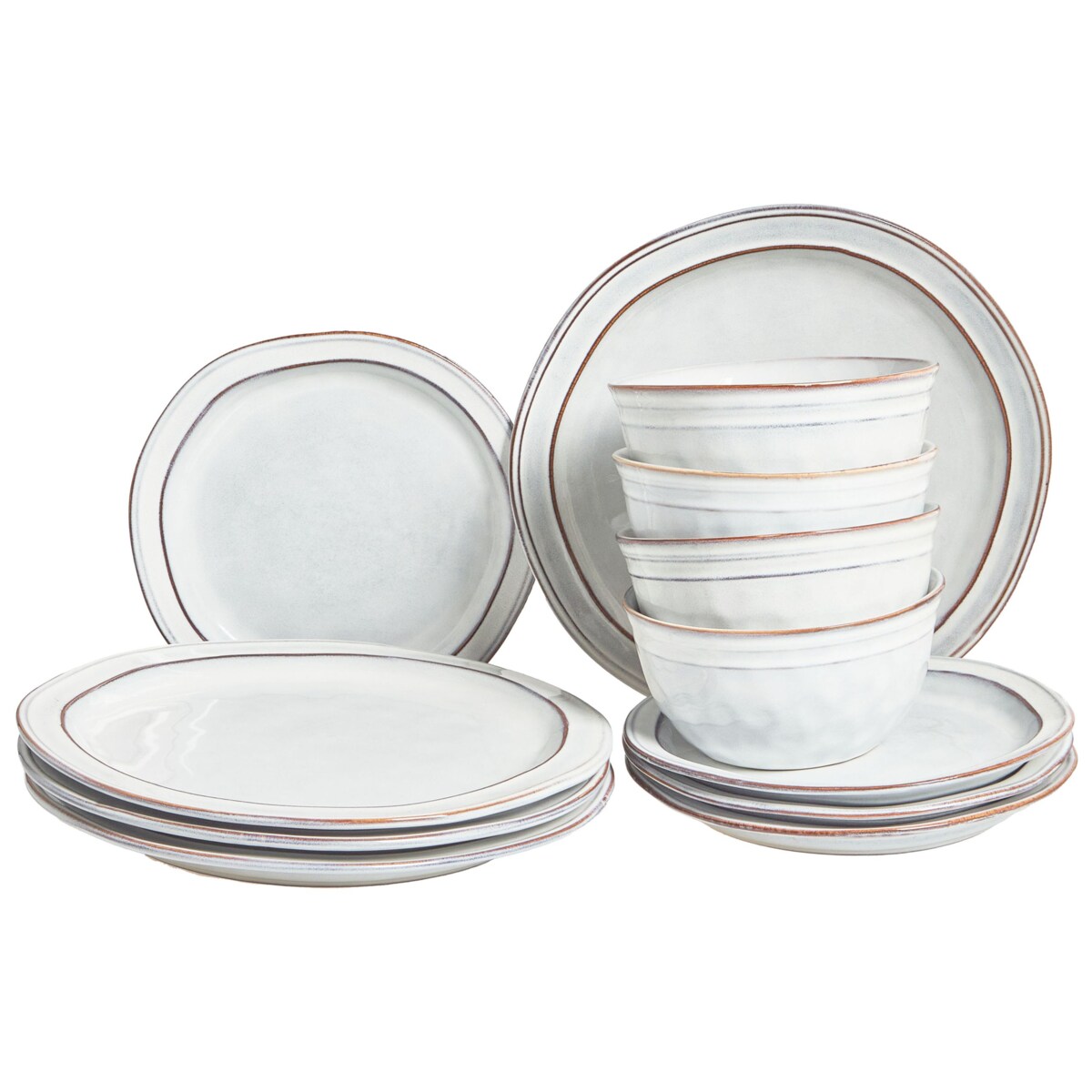 Zastawa stołowa 12-częściowa CHIVES Kamionka Jasnoszary