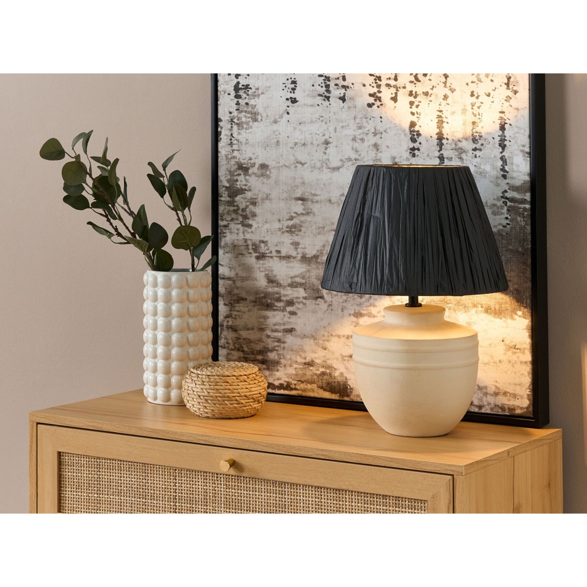 Lampa stołowa ceramiczna beżowa TIGRE