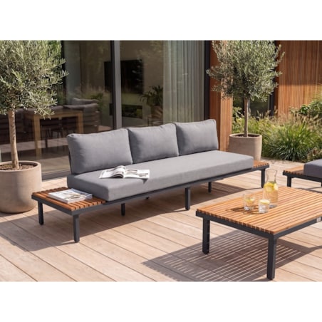 Sofa ogrodowa dla 3 osób FIVIZZANO Drewno akacjowe Ciemnoszary