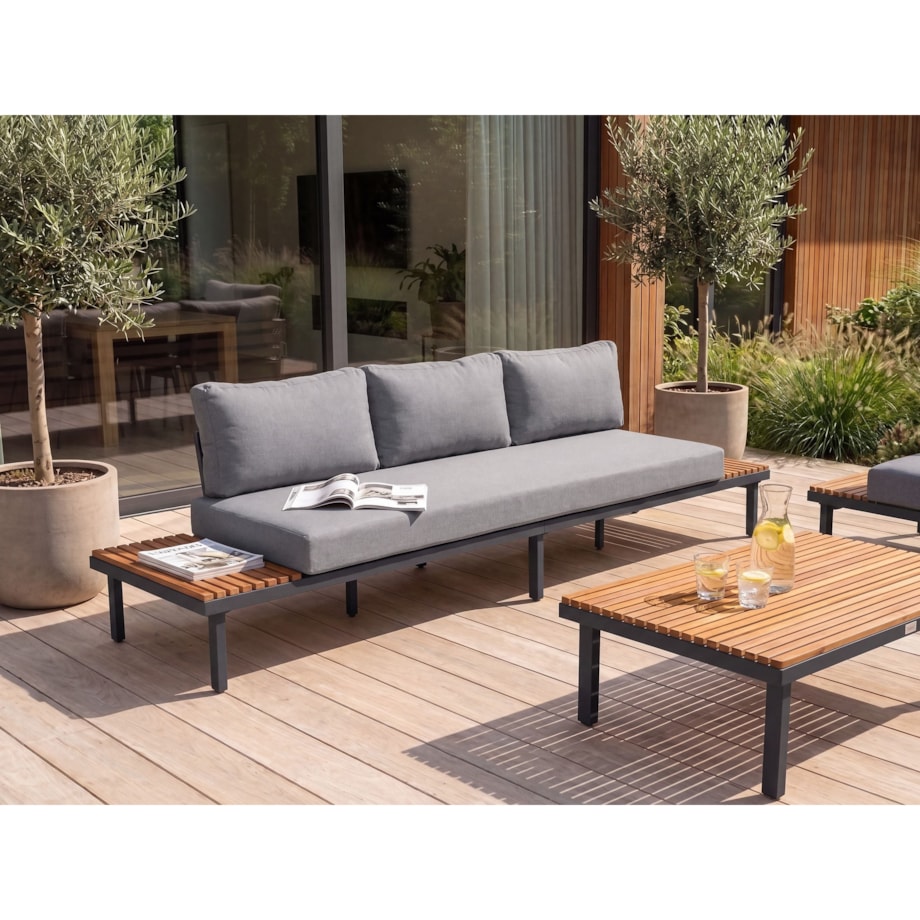 Sofa ogrodowa dla 3 osób FIVIZZANO Drewno akacjowe Ciemnoszary