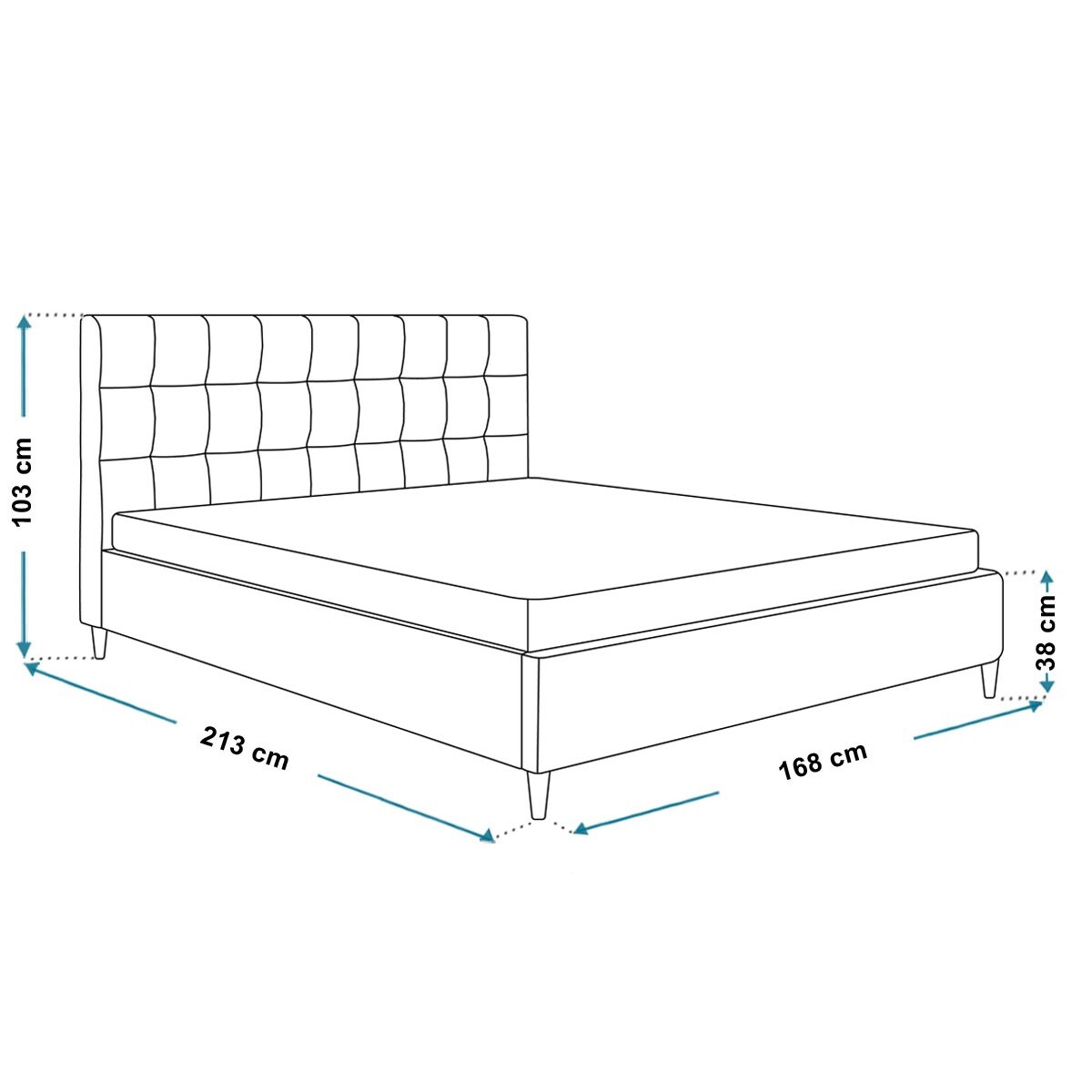 Łóżko tapicerowane 160x200 LUXO 4 na wysokich nogach - różowe