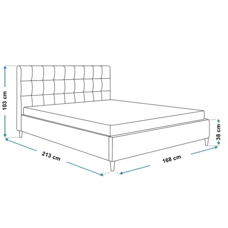 Łóżko tapicerowane 160x200 LUXO 4 na wysokich nogach - różowe