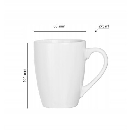 Kubek Bruno Porcelana 300 ml Kawa Herbata Zioła 6 sztuk Biały Klasyk