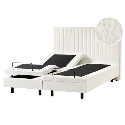 Łóżko regulowane Boucle DUKE II 160 x 200 cm Złamana biel