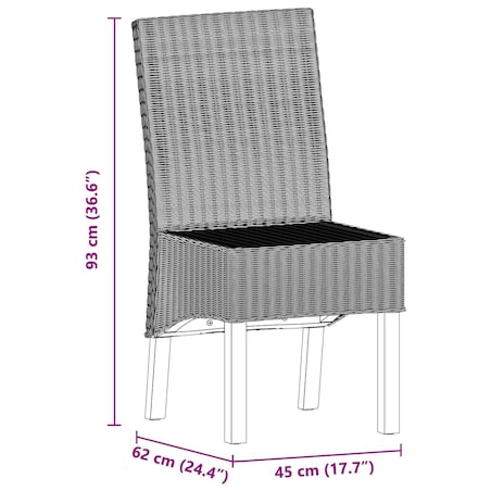 vidaXL Krzesła stołowe, 2 szt., brązowe, naturalny rattan