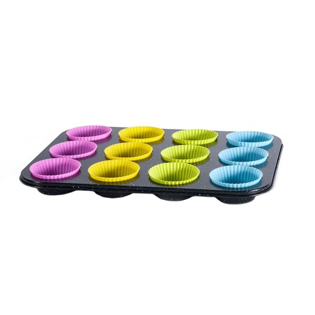 Forma do pieczenia z silikonowymi foremkami 12szt. BRUNBESTE BB-1030