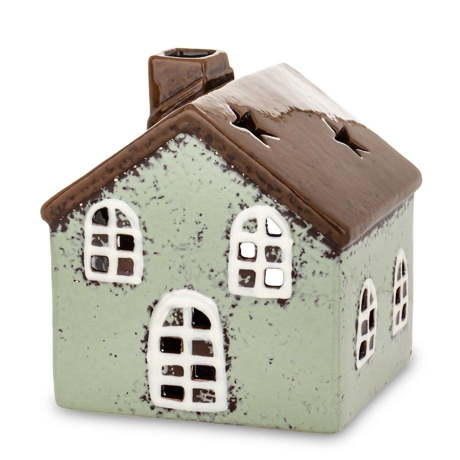 Domek kamionkowy na tea-lighty 13,x11,5x11 cm RUFI niski