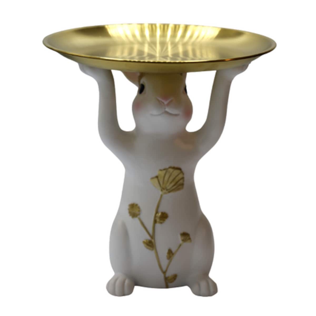 Dekoracja - króliczek z kwiatkiem z tacą 23x20,5x20,5 cm ALBIN-2