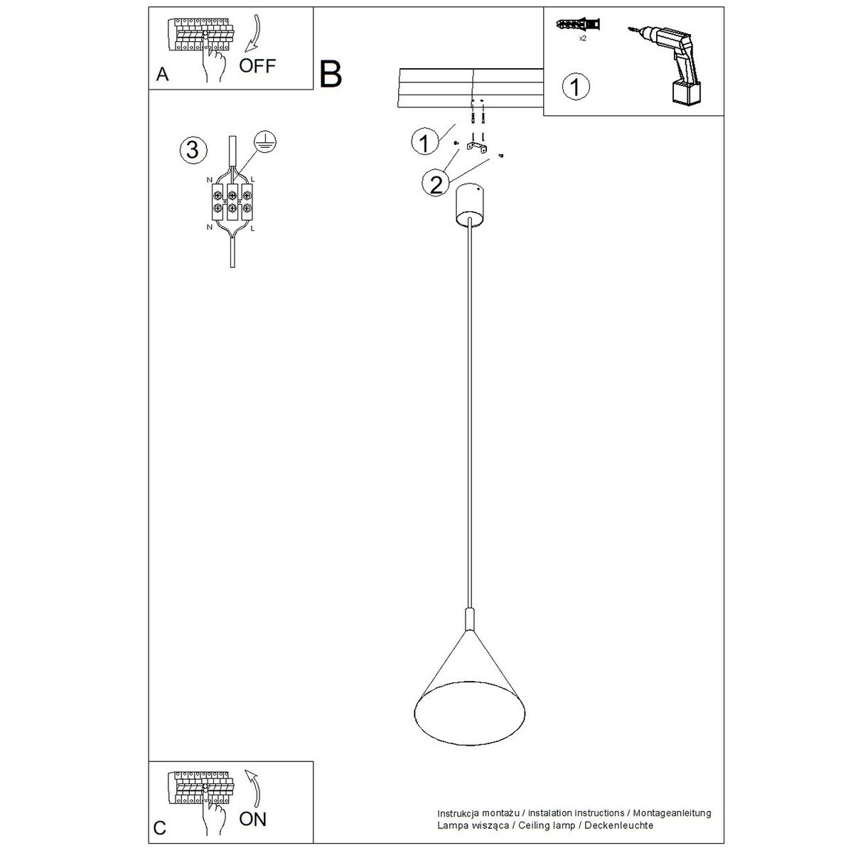 Lampa wisząca NOX 25 zielona oliwka