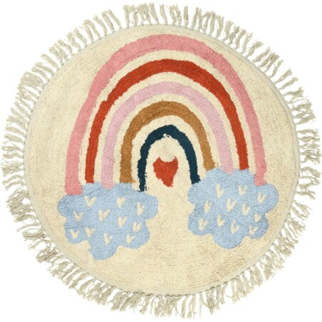 Dywan dziecięcy okrągły Tęcza, z frędzlami, bawełniany, Ø 90 cm
