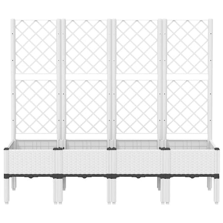 vidaXL Donica ogrodowa z kratką, biała, 160x40x142 cm, PP