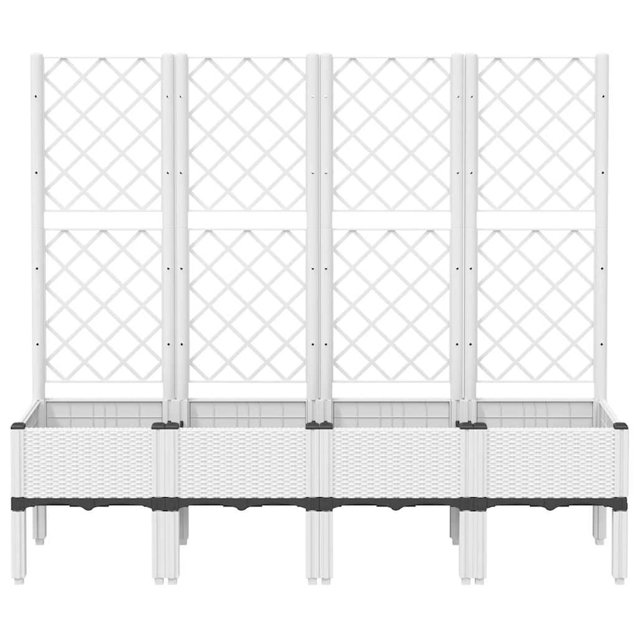 vidaXL Donica ogrodowa z kratką, biała, 160x40x142 cm, PP