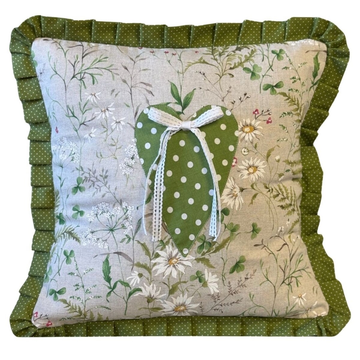 Poszewka Zielone Serduszko - 45cm x 45cm