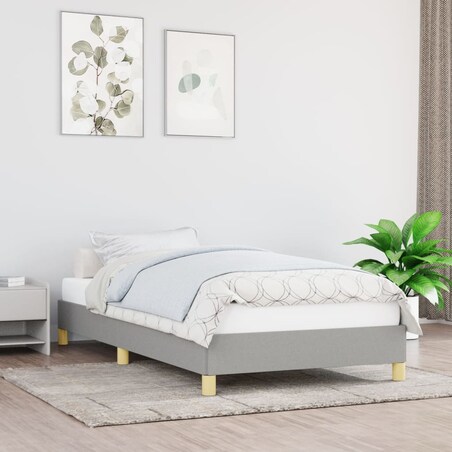 vidaXL Rama łóżka, jasnoszara, 100 x 200 cm, tapicerowana tkaniną
