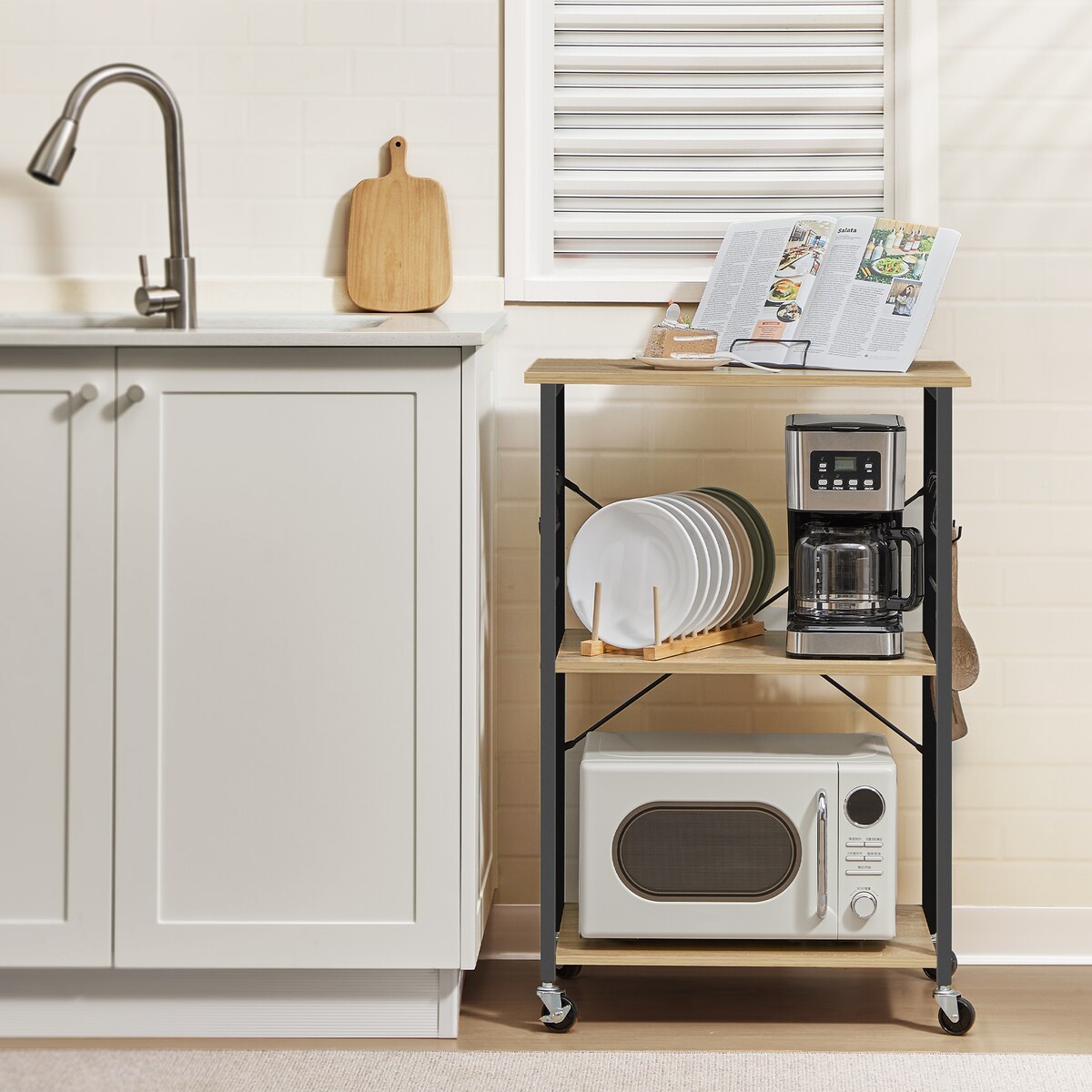 Szafka Na Kółach nowoczesny styl, dąb artisan, czarny